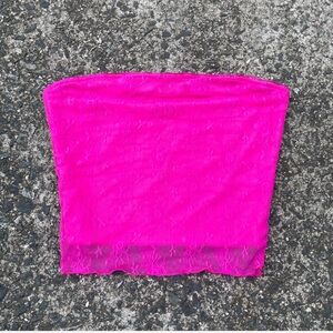 Vibrant Pink Lace Tube Top
